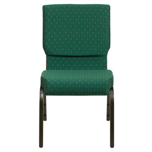 English Elm Commercial Grade Series 18.5''W Stacking Church Chair in Patterned Fabric - Gold Vein Frame