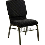 English Elm Commercial Grade Series 18.5''W Church Chair in Dot Patterned Fabric with Book Rack - Gold Vein Frame