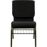 English Elm Commercial Grade Series 18.5''W Church Chair in Dot Patterned Fabric with Book Rack - Gold Vein Frame