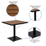 English Elm Commercial Grade Indoor/Outdoor 3 Piece Patio Dining Table Set - 30" Square Faux Table & 2 Stacking Club Chairs with Accented Arms