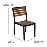 English Elm Commercial Grade Outdoor Patio Bistro Dining Table Set with 2 Chairs and Faux Poly Slats