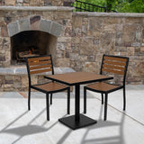 English Elm Commercial Grade Outdoor Patio Bistro Dining Table Set with 2 Chairs and Faux Poly Slats