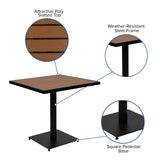 English Elm Commercial Grade Outdoor Patio Bistro Dining Table Set with 2 Chairs and Faux Poly Slats