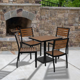 English Elm Commercial Grade Outdoor Patio Bistro Dining Table Set with 4 Chairs and Faux Poly Slats