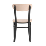 English Elm Commercial Grade Commercial Grade Dining Chair with 500 LB. Capacity Black Steel Frame, Solid Wood Seat, and Boomerang Back, Finish