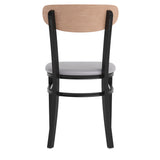 English Elm Commercial Grade Commercial Dining Chair with 500 LB. Capacity Black Steel Frame, Natural Birch Finish Wooden Boomerang Back, and Vinyl Seat