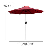 English Elm Commercial Grade 5 Piece All-Weather Deck or Patio Set - 2 Stacking Faux Teak Chairs, 35" Square Faux Teak Table, Umbrella & Base