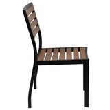 English Elm Commercial Grade Outdoor Stackable Side Chair with Faux Poly Slats