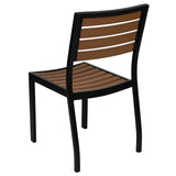 English Elm Commercial Grade Outdoor Stackable Side Chair with Faux Poly Slats