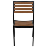 English Elm Commercial Grade Outdoor Stackable Side Chair with Faux Poly Slats