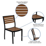 English Elm Commercial Grade Outdoor Stackable Side Chair with Faux Poly Slats