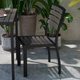 English Elm Commercial Grade Outdoor Stackable Side Chair with Faux Poly Slats