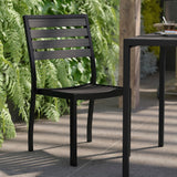 English Elm Commercial Grade Outdoor Stackable Side Chair with Faux Poly Slats