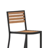 English Elm Commercial Grade Commercial Grade Bar Height Stool, All-Weather Outdoor Bar Stool with Faux Wood Poly Resin Slats and Aluminum Frame,