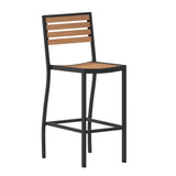 English Elm Commercial Grade Commercial Grade Bar Height Stool, All-Weather Outdoor Bar Stool with Faux Wood Poly Resin Slats and Aluminum Frame,