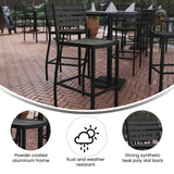 English Elm Commercial Grade Commercial Grade Bar Height Stool, All-Weather Outdoor Bar Stool with Faux Wood Poly Resin Slats and Aluminum Frame,