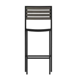 English Elm Commercial Grade Commercial Grade Bar Height Stool, All-Weather Outdoor Bar Stool with Faux Wood Poly Resin Slats and Aluminum Frame,