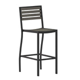 English Elm Commercial Grade Commercial Grade Bar Height Stool, All-Weather Outdoor Bar Stool with Faux Wood Poly Resin Slats and Aluminum Frame,