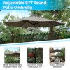 English Elm Commercial Grade 3 Piece Outdoor Patio Table Set - 30" x 48" Synthetic Teak Patio Table with Umbrella and Base