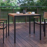 Commercial Grade Outdoor Dining Table with Synthetic Poly Slats - 35