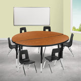 English Elm Commercial Grade 47.5" Circle Wave Flexible Laminate Activity Table Set with 12" Student Stack Chairs, /Black