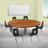 English Elm Commercial Grade 60" Circle Wave Flexible Laminate Activity Table Set with 12" Student Stack Chairs, /Black