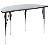 English Elm Commercial Grade 2 Piece 76" Oval Wave Flexible Thermal Laminate Activity Table Set - Standard Height Adjustable Legs