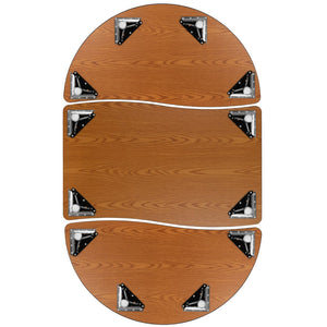 English Elm Commercial Grade 2 Piece 76" Oval Wave Flexible Thermal Laminate Activity Table Set - Standard Height Adjustable Legs