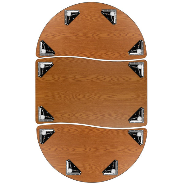 English Elm Commercial Grade 2 Piece 76" Oval Wave Flexible Thermal Laminate Activity Table Set - Standard Height Adjustable Legs