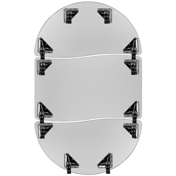 English Elm Commercial Grade 3 Piece Mobile 76" Oval Wave Flexible Thermal Laminate Activity Table Set-Standard Height Adjustable Legs