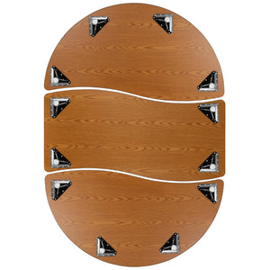 English Elm Commercial Grade 2 Piece 86" Oval Wave Flexible Thermal Laminate Activity Table Set - Standard Height Adjustable Legs