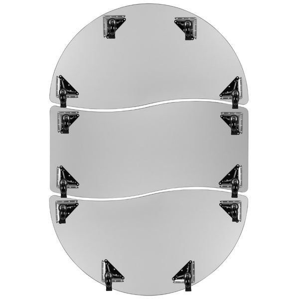 English Elm Commercial Grade 3 Piece Mobile 86" Oval Wave Flexible Thermal Laminate Activity Table Set-Standard Height Adjustable Legs