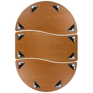 English Elm Commercial Grade 2 Piece 86" Oval Wave Flexible Thermal Laminate Activity Table Set - Height Adjustable Short Legs