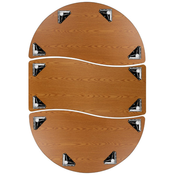 English Elm Commercial Grade 2 Piece 86" Oval Wave Flexible Thermal Laminate Activity Table Set - Height Adjustable Short Legs