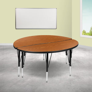 English Elm Commercial Grade 2 Piece 47.5" Circle Wave Flexible Thermal Laminate Activity Table Set - Height Adjustable Short Legs
