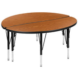 English Elm Commercial Grade 2 Piece 47.5" Circle Wave Flexible Thermal Laminate Activity Table Set - Height Adjustable Short Legs