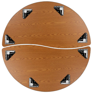 English Elm Commercial Grade 2 Piece 60" Circle Wave Flexible Thermal Laminate Activity Table Set - Standard Height Adjustable Legs