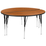 English Elm Commercial Grade 2 Piece 60" Circle Wave Flexible Thermal Laminate Activity Table Set - Standard Height Adjustable Legs