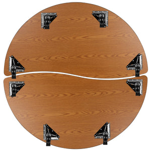 English Elm Commercial Grade 2 Piece Mobile 60" Circle Wave Flexible Thermal Laminate Adjustable Activity Table Set