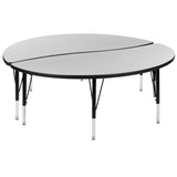 English Elm Commercial Grade 2 Piece 60" Circle Wave Flexible Thermal Laminate Activity Table Set - Height Adjustable Short Legs