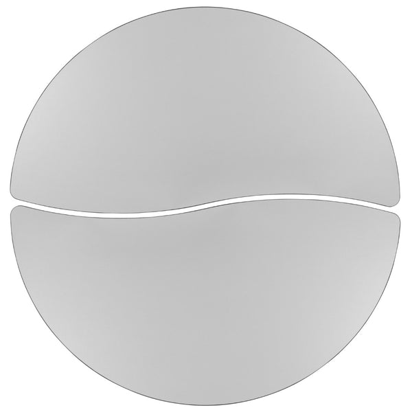 English Elm Commercial Grade 2 Piece 60" Circle Wave Flexible Thermal Laminate Activity Table Set - Height Adjustable Short Legs