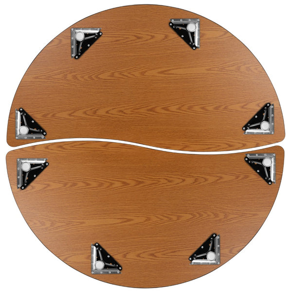 English Elm Commercial Grade 2 Piece 60" Circle Wave Flexible Thermal Laminate Activity Table Set - Height Adjustable Short Legs