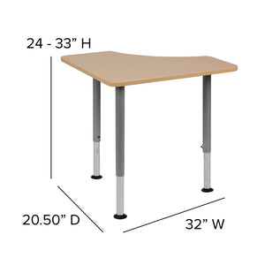 English Elm Commercial Grade Triangular Collaborative Student Desk (Adjustable from 22.3" to 34") - Home and Classroom