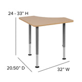 English Elm Commercial Grade Triangular Collaborative Student Desk (Adjustable from 22.3" to 34") - Home and Classroom