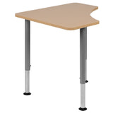 English Elm Commercial Grade Triangular Collaborative Student Desk (Adjustable from 22.3" to 34") - Home and Classroom