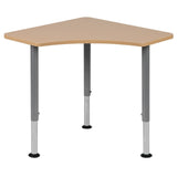 English Elm Commercial Grade Triangular Collaborative Student Desk (Adjustable from 22.3" to 34") - Home and Classroom