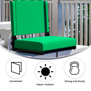 English Elm Commercial Grade - 500 lb. Rated Lightweight Stadium Chair with Handle & Ultra-Padded Seat,