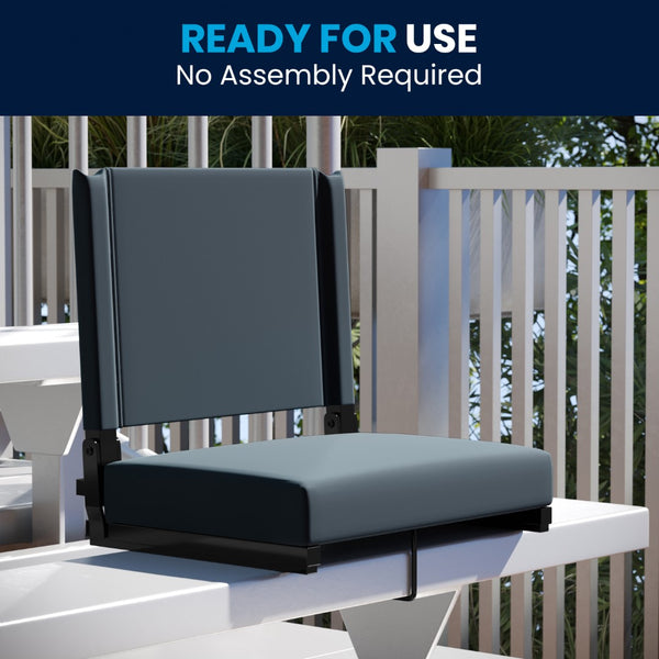 English Elm Commercial Grade - 500 lb. Rated Lightweight Stadium Chair with Handle & Ultra-Padded Seat,