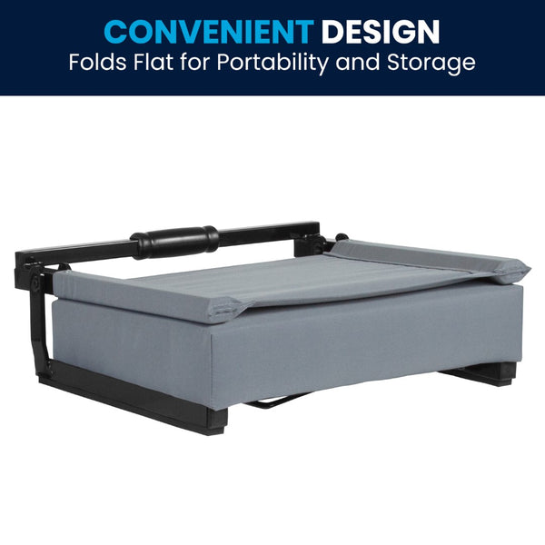 English Elm Commercial Grade - 500 lb. Rated Lightweight Stadium Chair with Handle & Ultra-Padded Seat,