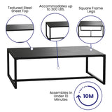 English Elm Commercial Grade Outdoor Patio Coffee Table Commercial Grade Coffee Table for Deck, Porch, or Poolside - Steel Square Leg Frame